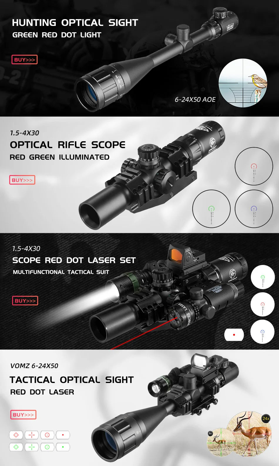 DIANA 4X33  11 / 20mm Orbital hunting Rifle Scope Red and Green Dot Scope Tactical Optical Rifle Scope with rails holographic