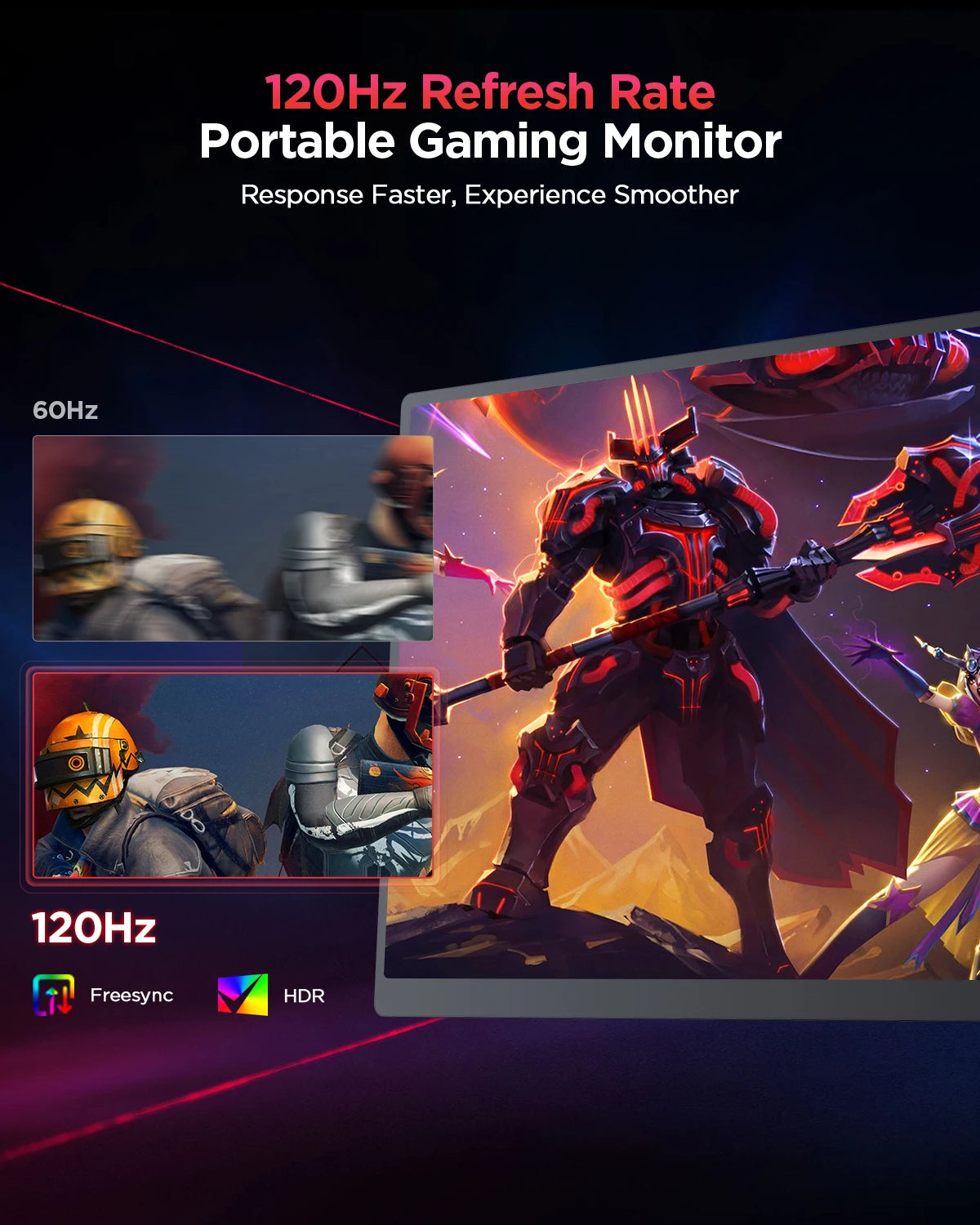 Gtooza_UPERFECT 16" 2K Portable Monitor 2560*1600 16:10 100%sRGB 500Cd/m² 120Hz Gaming Display  Xbox PS5 Switch Laptop Mac Phone gtooza.com