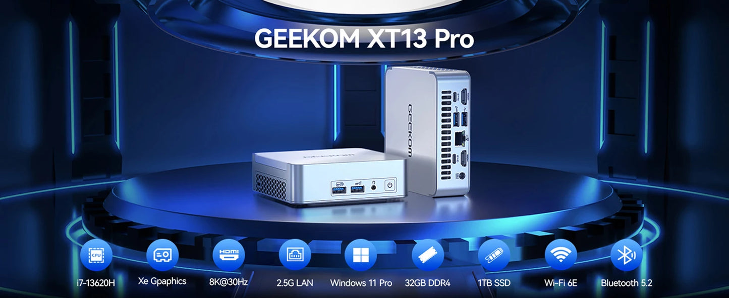 PCGEEKOM XT13 Pro Mini PC, Intel i7-13620H (10 Cores, 16Threads, up to 4.9