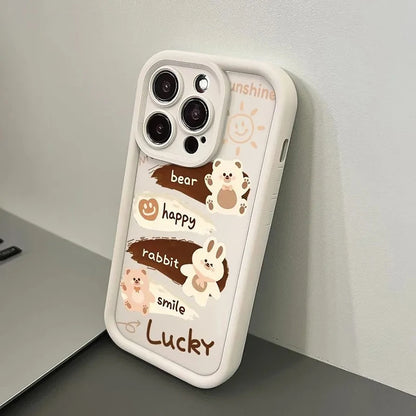 PC S23 Case For Samsung A34 5g Case A55 A53 5g A52 A13 A32 A33 A14 A15 S22 S23 S24 Ultra Plus S21 FE Cute Cartoon Bear Soft Cover