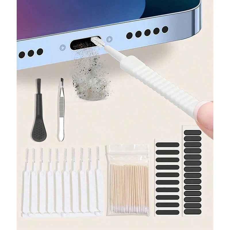 PC 86Pcs/1Set Universal Mobile Phone Cleaning Brush Speaker Port Dust Mesh Dust Removal Cleaner Tool Kit For iPhone Samsung Xiaomi