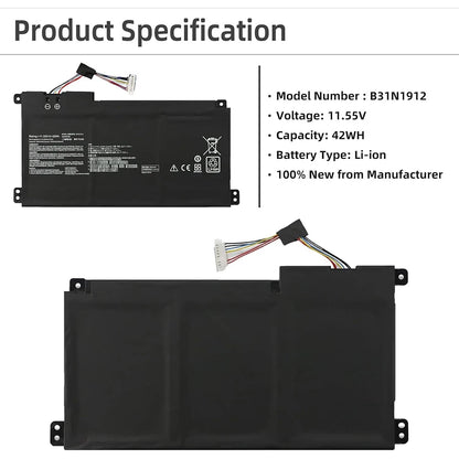 PC B31N1912 C31N1912 Laptop Battery  ASUS VivoBook 14-E410MA L410MA E410KA E510MA E510KA F414MA L510MA R522MA E410MA-EK026TS