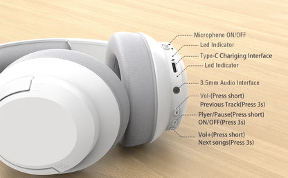 PCBluetooth Wireless Over-Ear Headphones with 48H Playtime and with Microph