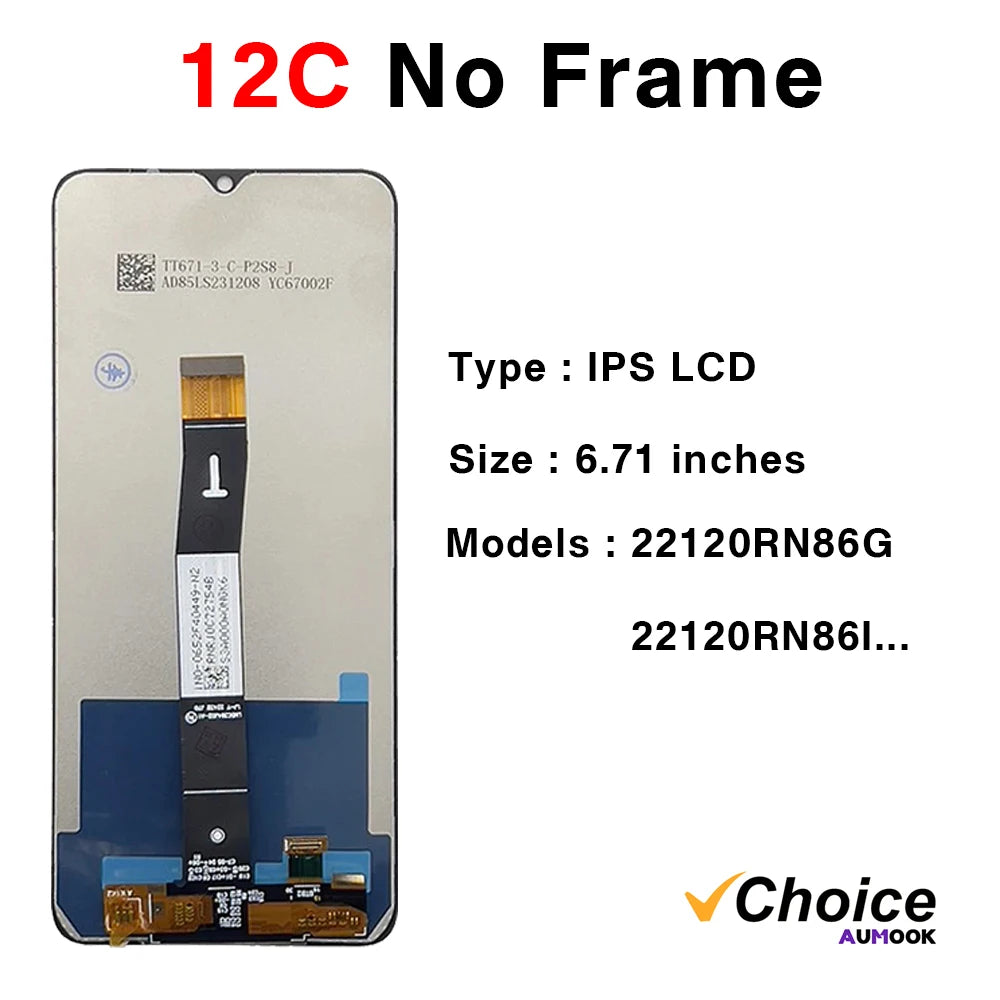 Gtooza_6.71" Screen  Redmi 12C LCD Display Touch Screen Digiziter Assembly pantalla  Xiaomi Redmi12C With Frame LCD Display gtooza.com