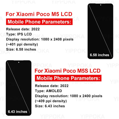 Gtooza_ Xiaomi Poco M5 LCD M4 5G Display Touch Screen  Xiaomi Poco M5S LCD 22041219PG Digitizer Assembly 22071219CG Replacement gtooza.com