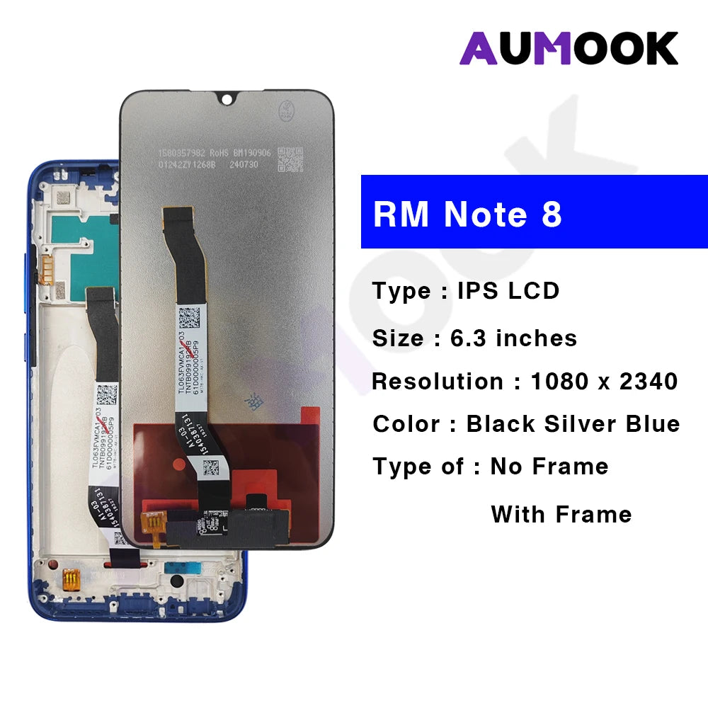 Gtooza_ Redmi Note8 LCD Display Touch Screen Digiziter Assembly pantalla  Xiaomi Redmi Note8 With Frame LCD Display gtooza.com