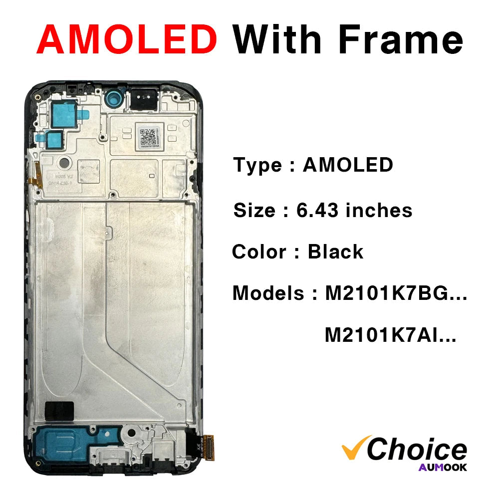 Gtooza_Tested AMOLED  Redmi Note10s Display Touch Screen Digitizer Assembly Parts  Xiaomi Redmi Note10 4G With Frame LCD gtooza.com