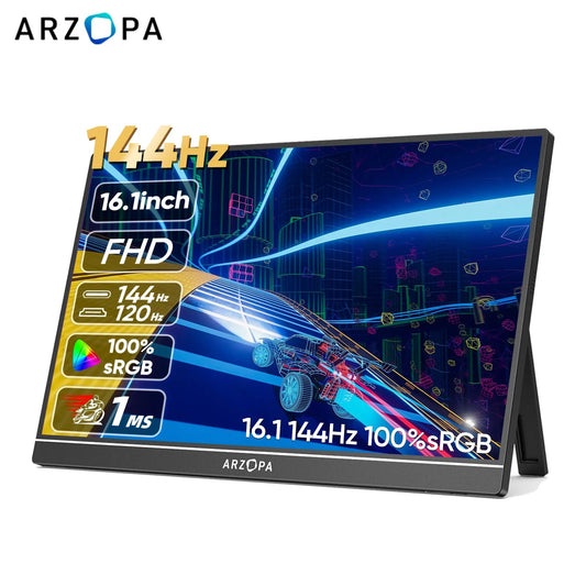 Gtooza_ARZOPA 16.1 inch 100% sRGB 144Hz Gaming Monitor Portable Laptop Display with Type C Mini HDMI  PS4/5 Steam Deck Switch PC Mac gtooza.com