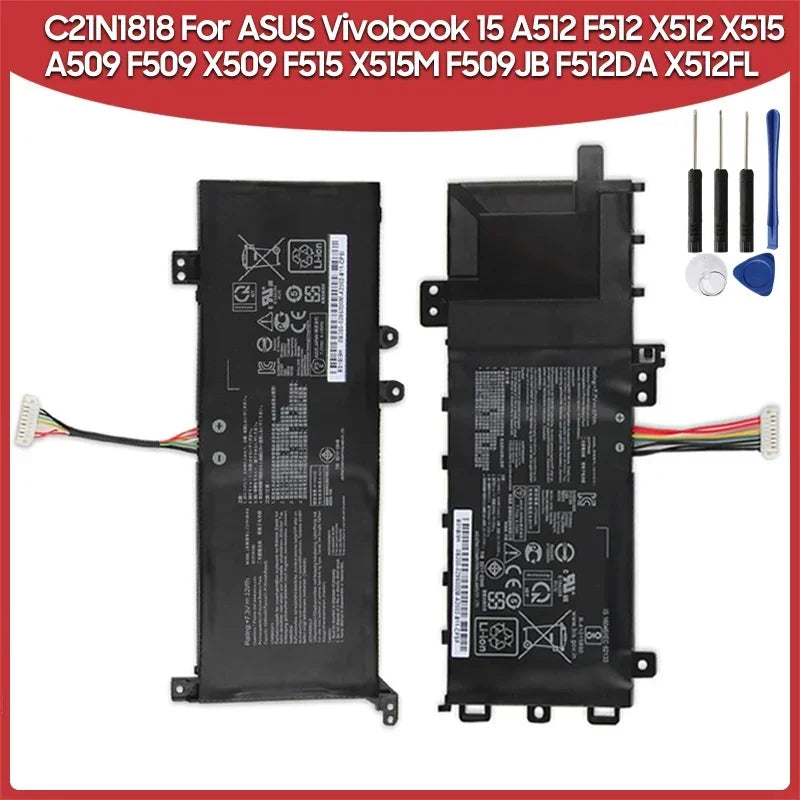 PC New Replacement Battery C21N1818 For ASUS Vivobook 15 X509 X515 F512UB X512DA X512 A512JA A512 F512 X412 X712 X515E B21N1818