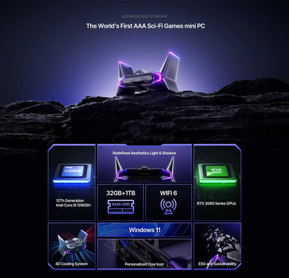 PCM2A Starship Mini Gaming PC I9-12900H(14C/20T up to 5.0GHz)RTX3080M Graph