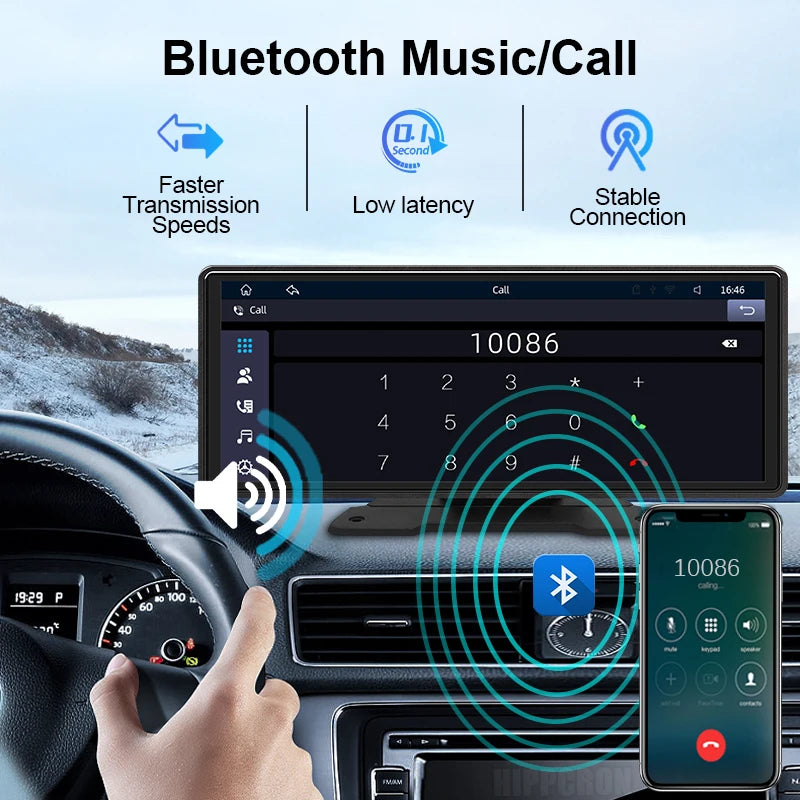 Gtooza_10.26"  Car Mirror Radio Multimedia Video Player Universal Wireless Carplay Android Auto Screen With Bluetooth AUX USB gtooza.com