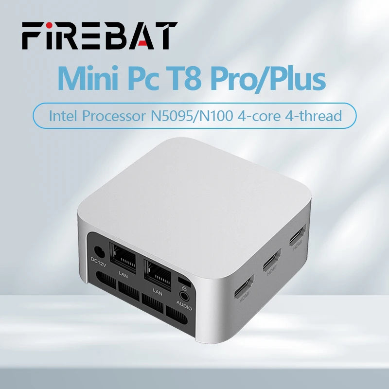 PCFIREBAT T8 Pro Plus Mini PC Intel Celeron N5095 N100 Desktop Gaming Compu