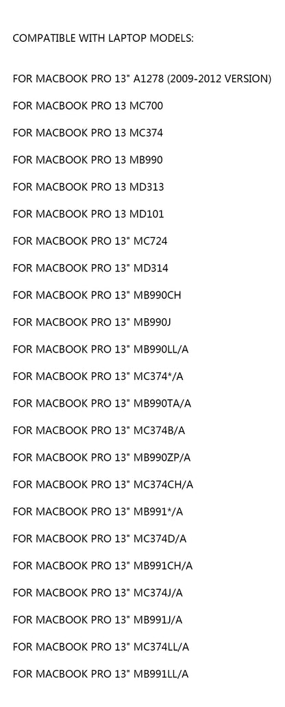PC A1322 A1278 Battery For Apple MacBook Pro 13" 2009 2010 2011 2012 MB991LL/A MB990LL/A MB990J/A MC700 MC374 MD101 MD314