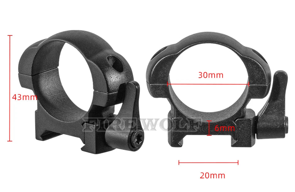 2Pcs /Set Steel Scope 30mm Rings Quick Release Low Medium High Profile For 20mm Rail Hunting Scopes Ring Mount