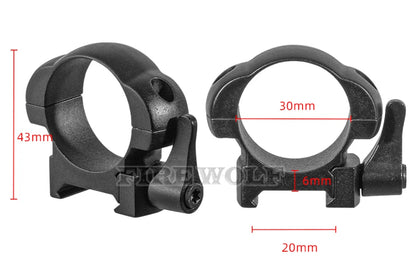 2Pcs /Set Steel Scope 30mm Rings Quick Release Low Medium High Profile For 20mm Rail Hunting Scopes Ring Mount