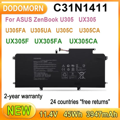 PC New C31N1411 Laptop Battery For ASUS ZenBook U305 U305FA U305UA U305C U305CA UX305 UX305F UX305FA UX305CA 45Wh 2-year warranty