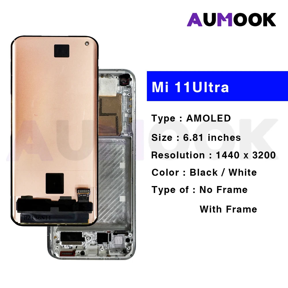 Gtooza_6.81" AMOLED Display  Xiaomi11Ultra LCD Display Touch Screen Digitizer  MI 11Ultra With Frame LCD Replacement gtooza.com