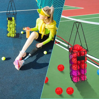 PC Pickleball Pickup Basket Stainless Pickle Ball Retriever Basket With Han