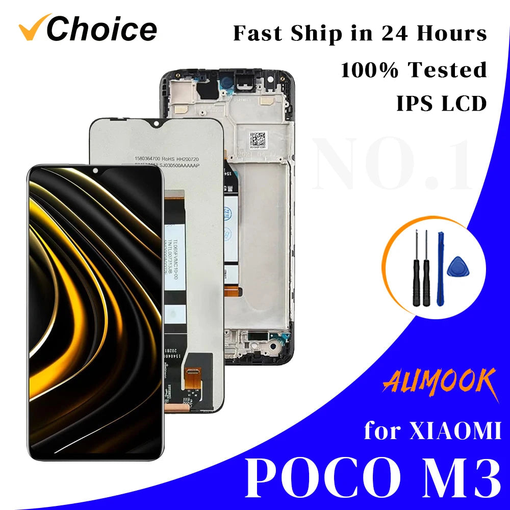 Gtooza_M3 IPS LCD Display  Xiaomi Poco M3 Redmi 9T LCD Touch Screen Digitizer Assembly With Frame Replacement Repair Parts gtooza.com