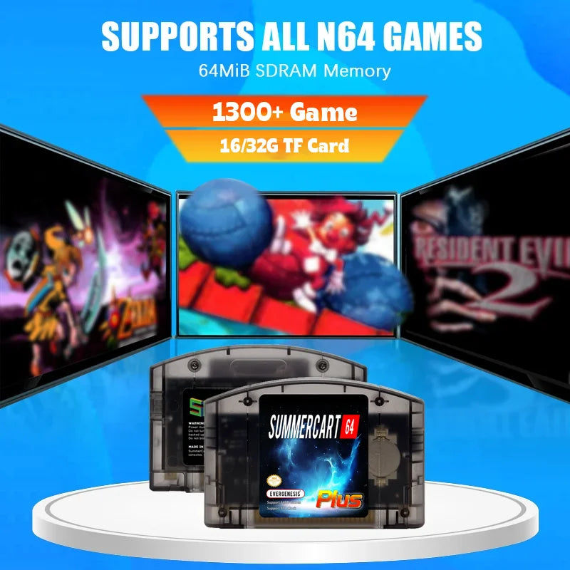 SC64 SummerCart 64 Open Source Game Cartridge For Nintendo 64 Video Game Console  32GB Card 5000+Games Support 64DD Games