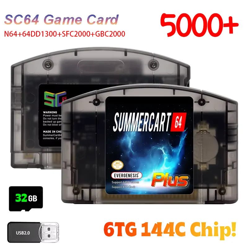 SC64 SummerCart 64 Open Source Game Cartridge For Nintendo 64 Video Game Console  32GB Card 5000+Games Support 64DD Games