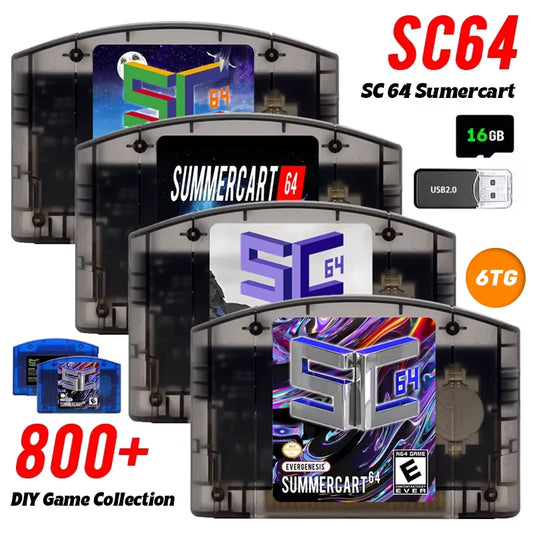 SC64SummerCart Cartridge 800 in 1 Retro Open Source Game Card For Nintendo 64 JP/EU/US Video Game Console  16GB Card