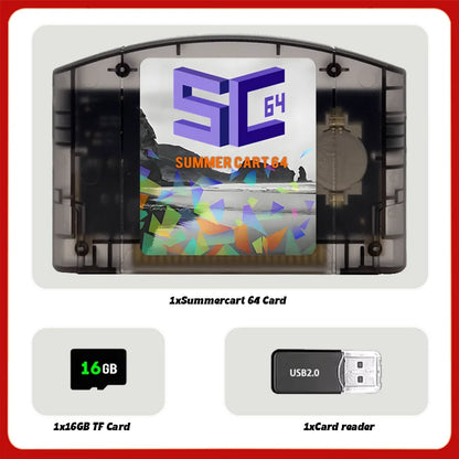 SC64SummerCart Cartridge 800 in 1 Retro Open Source Game Card For Nintendo 64 JP/EU/US Video Game Console  16GB Card