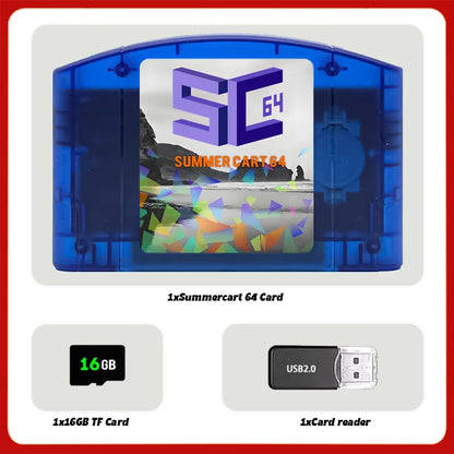 SC64SummerCart Cartridge 800 in 1 Retro Open Source Game Card For Nintendo 64 JP/EU/US Video Game Console  16GB Card