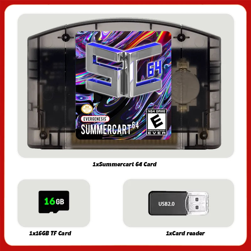 SC64SummerCart Cartridge 800 in 1 Retro Open Source Game Card For Nintendo 64 JP/EU/US Video Game Console  16GB Card