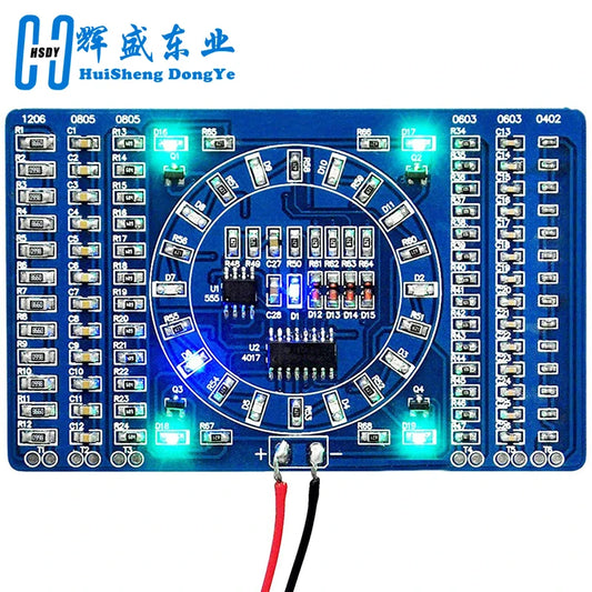 SMD NE555 CD4017 Rotating Flashing LED Components Soldering Practice Board Skill Electronic Circuit Training Suite DIY Kit