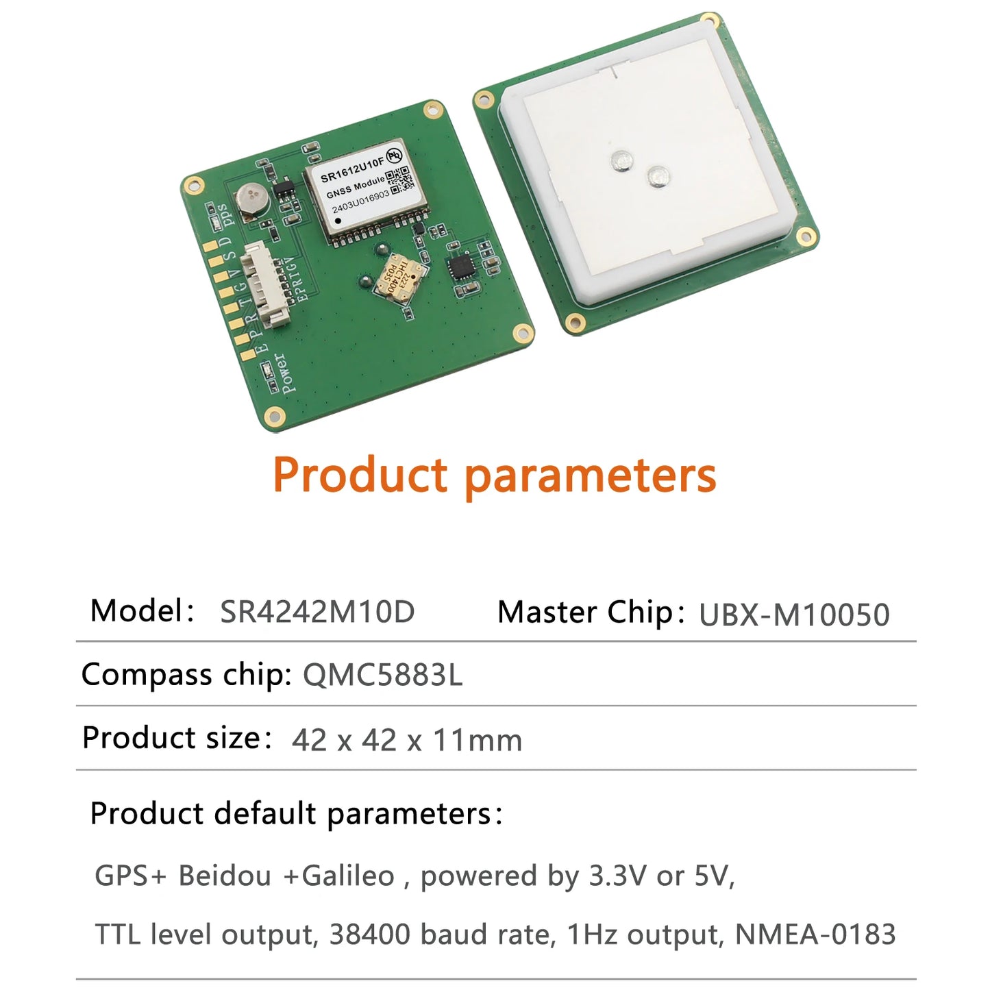 SR4242 Beidou GPS module ubbox F10N-00B high-precision sub meter level module electronic compass high-precision timing