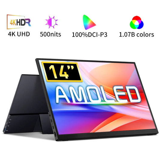 Gtooza_14'' 4K OLED Portable Monitor 16:10 3840*2400p 500Nits USB-C HDMI-Compatible External Gaming Monitor  PS5 Switch Laptop MacOS gtooza.com