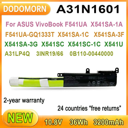 PC New A31N1601 Laptop Battery For ASUS VivoBook F541UA X541SA-1A F541UA-GQ1333T A31LP4Q 3INR19/66 0B110-00440000 2-year warranty