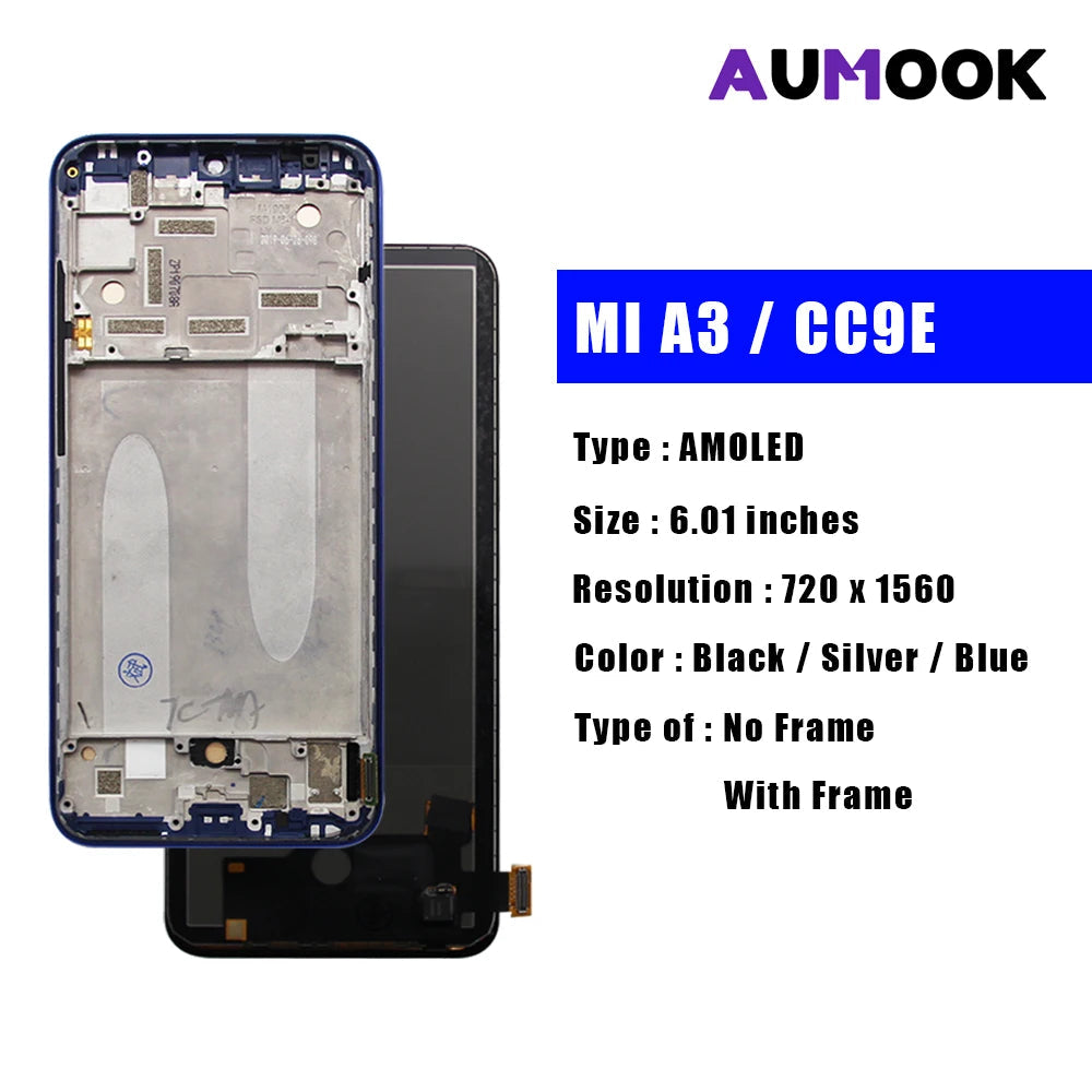 Gtooza_Tested Display  Xiaomi Mi A3 M1906F9SH M1906F9SI Super AMOLED LCD  CC9E Display  Mi A3 Lcd Touch Screen gtooza.com