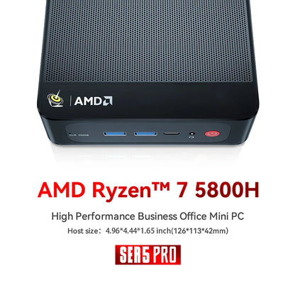 PCBeelink AMD Ryzen 7 5800H/5850U SER5 Pro Mini PC DDR4 16GB RAM 500GB SSD