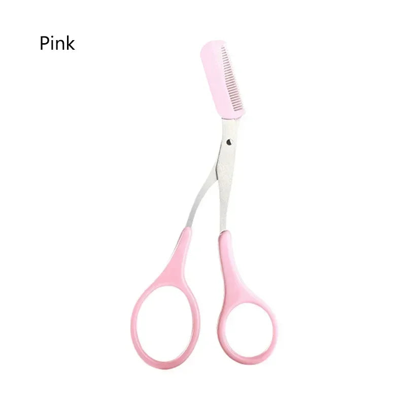 Safe Eyebrow Trimmer Makeup Products Stainless Steel Eyebrow Scissors with Comb Hair Removal Shaver Eyebrow Shaping Makeup Tools