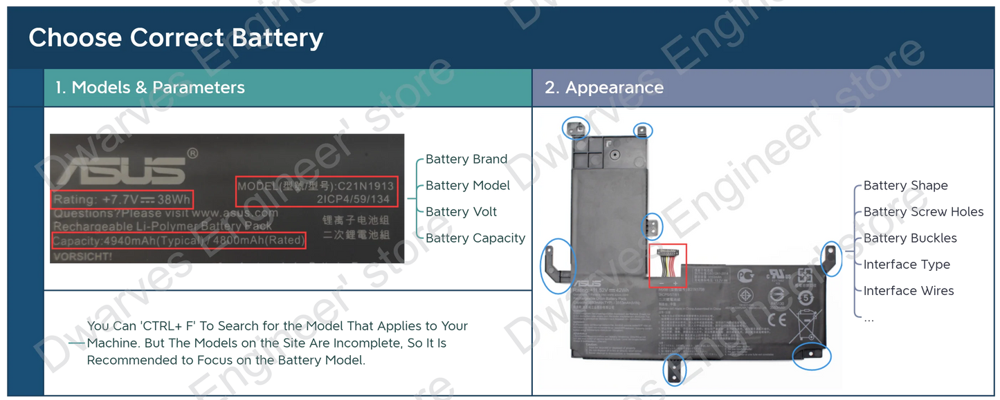 PC Genuine C31N1905 Battery C31N1905-1 11.55V 4335mAh 50Wh  ASUS Vivobook 14 D413IA 15 X1505ZA 16X X1603ZA 17X K1703ZA M6500QB