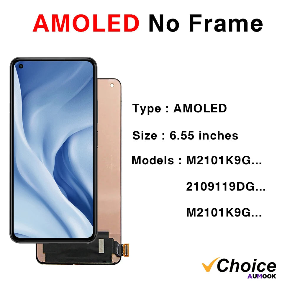 Gtooza_11Lite AMOLED  Xiaomi 11 Lite 5G LCD Display Touch Screen Replacement Parts  Mi 11Lite M2101K9AG M2101K9AI LCD Display gtooza.com