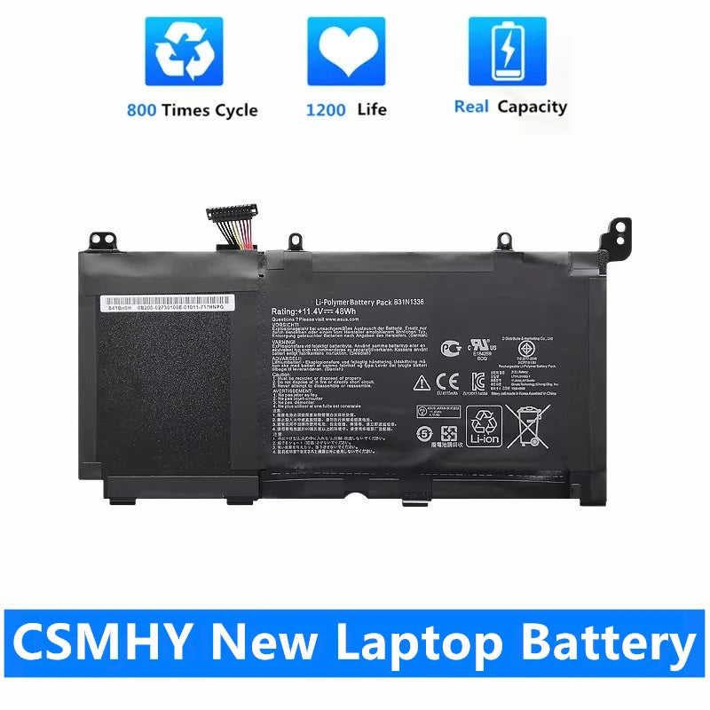 PC CSMHY  New 48Wh B31N1336 Laptop Battery For ASUS VivoBook C31-S551 S551 S551L R553L R553LF K551LN V551L K551L V551L