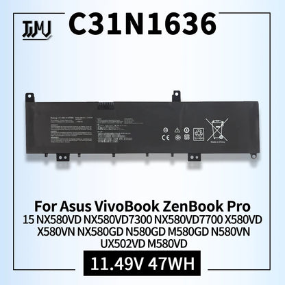 PC C31N1636 Laptop Battery  ASUS VivoBook Pro 15 N580V N580VD N580VN N580GD NX580V NX580VD X580V X580GD M580GD ZenBook UX502VD