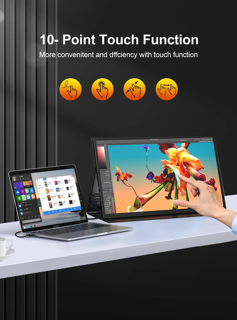 Gtooza_UPERFECT 120Hz Portable Touchscreen Monitor 18.5" HDR 300cd/m² FHD 1080P PS5 Gaming Display With HDMI USB C  Laptop MAC Phone gtooza.com