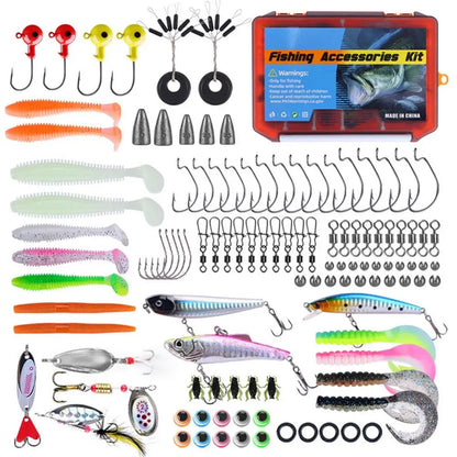 PC Fishing Tackle Box 123Piece Tackle Box Bass Lure Fishing Kit Weedless Fr