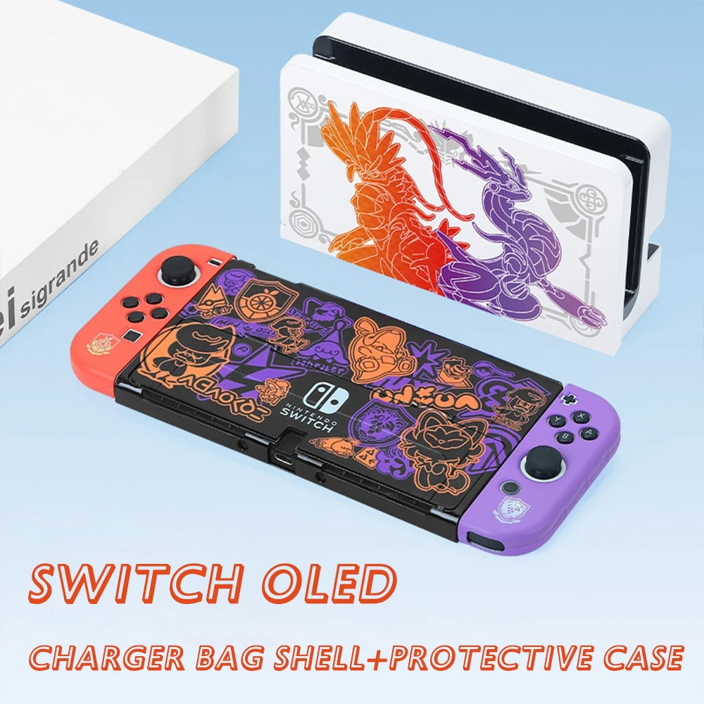 Scarlet Violet For Nintendo Switch OLED EVA Carrying Case Set Bag Base Housing Keycap Shell Game Accessories