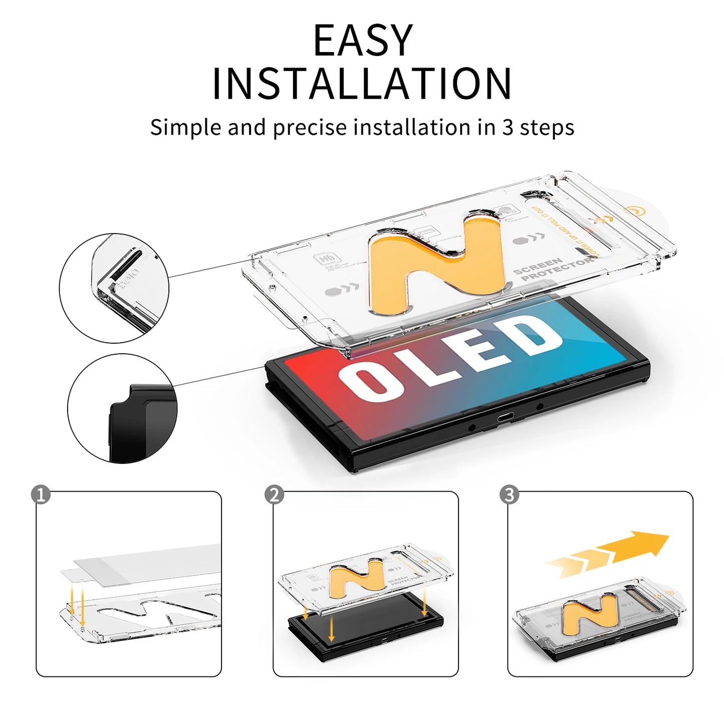 Screen Protector Designed for Switch /Switch OLED With Auto Alignment  Reinforced Glass Screen Protector