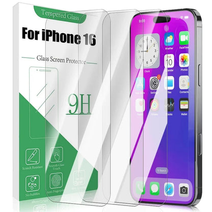 Screen Protectors HD Tempered Glass For iphone 16/16Plus/16Pro Max Full Cover Anti-Scratch Tempered Film For iPhone 16 Series