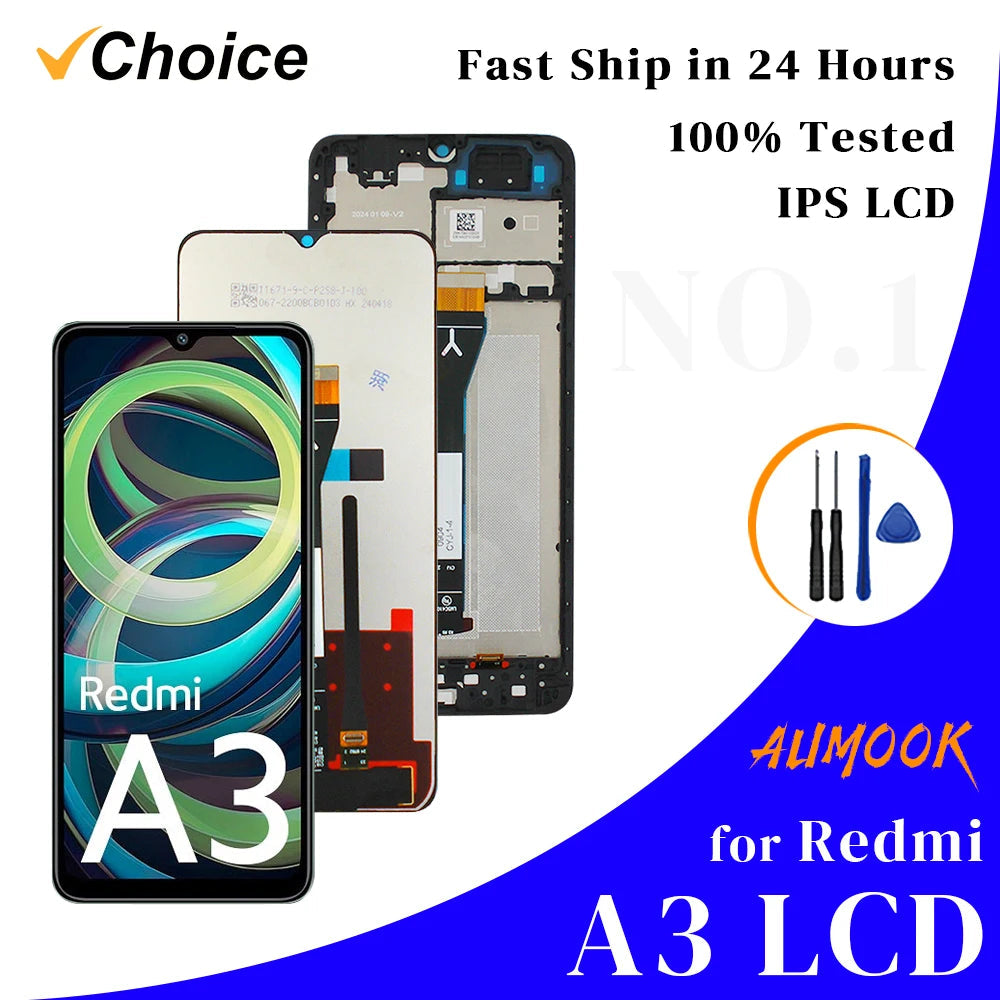 Gtooza_A3 IPS LCD  Redmi A3 LCD Display Touch Screen Digiziter Assembly pantalla  Xiaomi Redmi A3 With Frame LCD Display gtooza.com