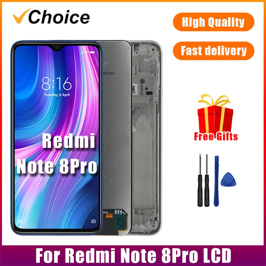 Gtooza_6.53" OEM  Xiaomi Redmi Note 8 Pro LCD Display Touch Screen, Redmi Note8Pro M1906G7I LCD Display Replace,with Frame gtooza.com