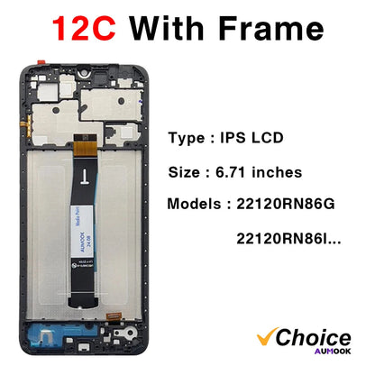 Gtooza_6.71" Screen  Redmi 12C LCD Display Touch Screen Digiziter Assembly pantalla  Xiaomi Redmi12C With Frame LCD Display gtooza.com