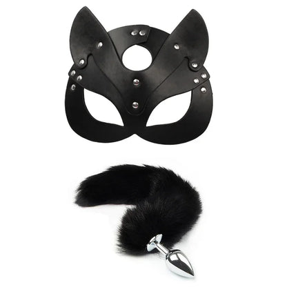 GtoozaSex Toys  Woman Cosplay Fox Tail Anal Metal   Half Cat Mask Party Sexy Adult Game BDSM Suit