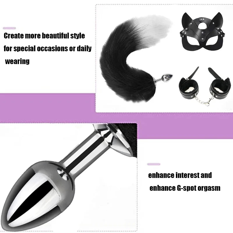 Sex Toys  Woman Cosplay Fox Tail Anal Metal   Half Cat Party Sexy Adult Mask Game Masks BDSM gtooza.com